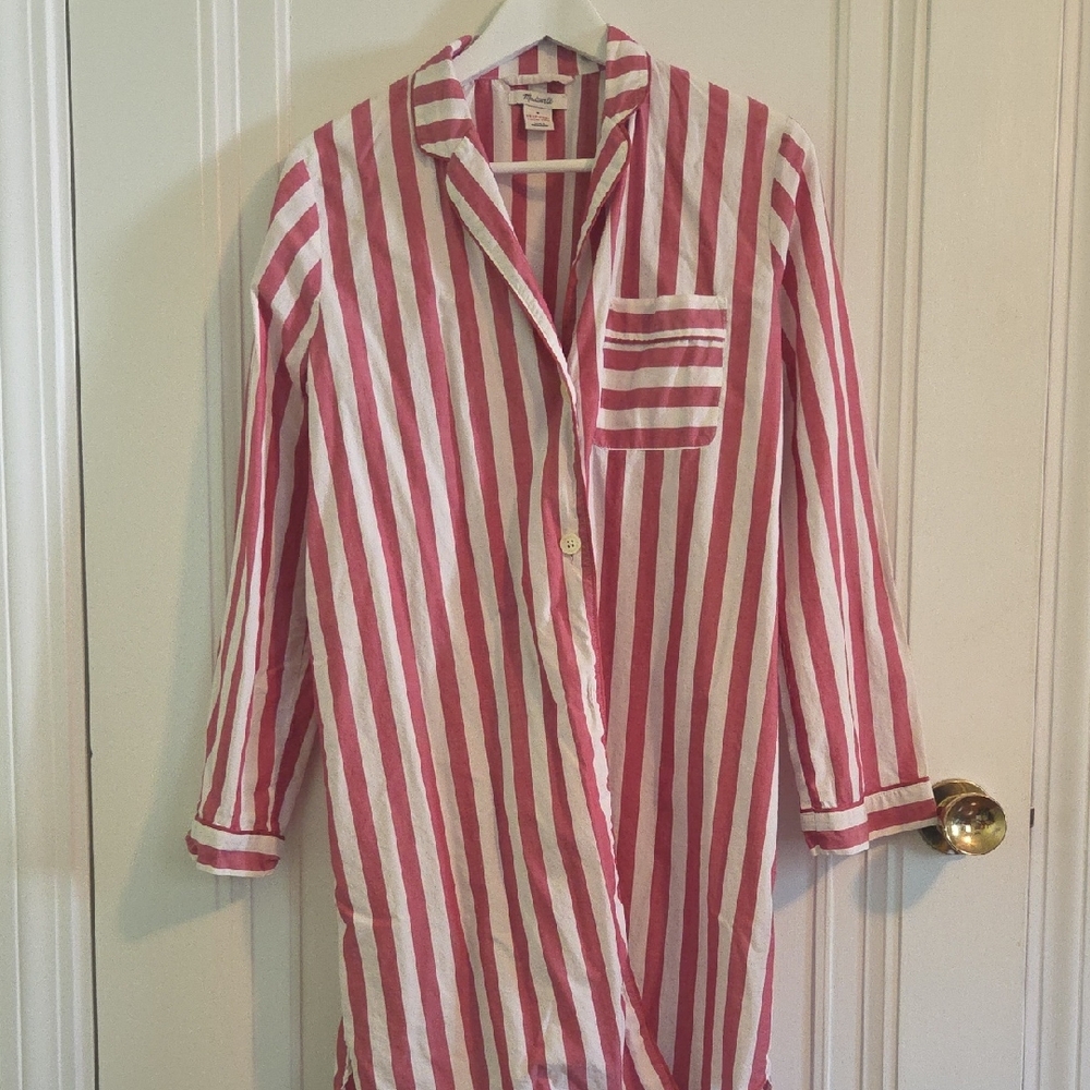 Madewell Red and White Striped Shirt Pajama Style
